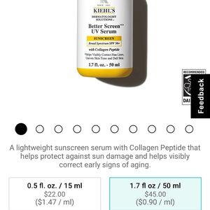 Kiehl's Better Screen UV Serum - White and Gold